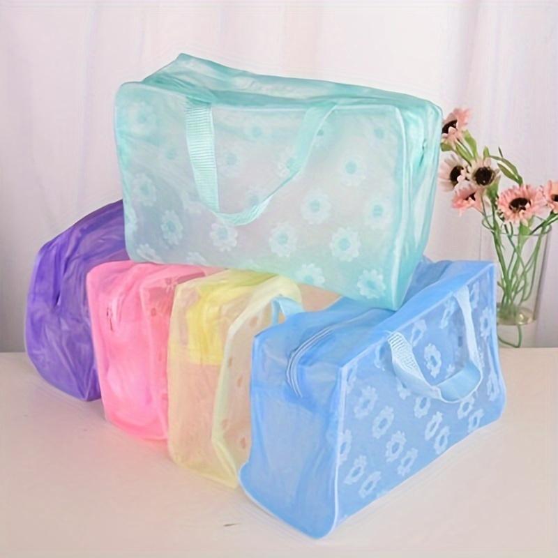 1pcs Transparent Travel Toilet Bag Waterproof PVC Toilet Bag, Waterproof Storage Cosmetic Bag with Zipper Handle Belt, Carry-on Airport Cosmetic Bag