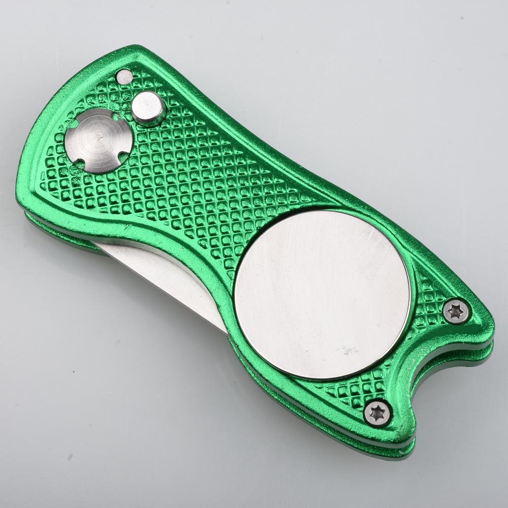 Folding Golf Green Repair Tool with Marker - Aluminum Handle