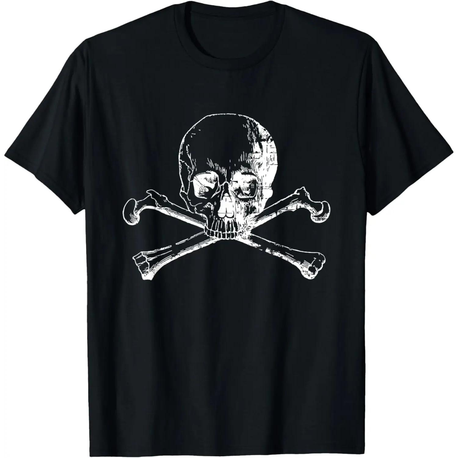 Distressed white skull and cross bones graphic Tee Shirt T-Shirt S
