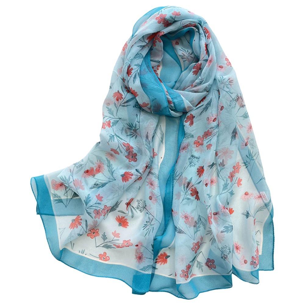 Breathable Silk Scarf Sun-Resistant Bandana Durable Beach Shawl  for Women