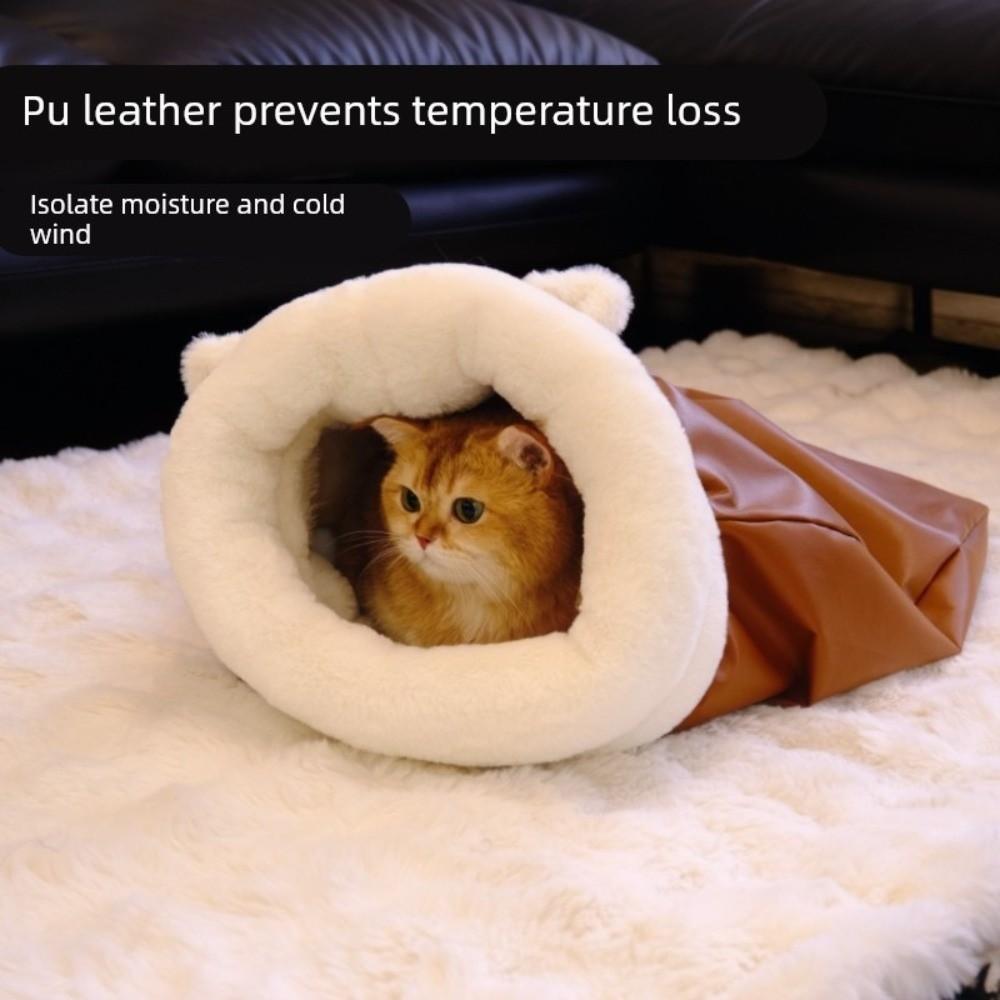 Soft Warm Cat Sleeping Bag Comfortable Winter Pet Bed Self-Warming Semi-Enclosed Puppy Cave Winter