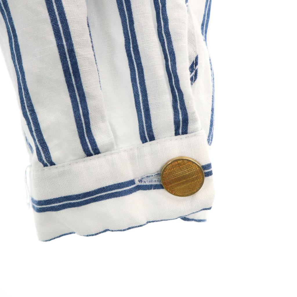 Zara Linen Blend Stripe Long Sleeve Skipper Long Shirt Dress XXL Women Used