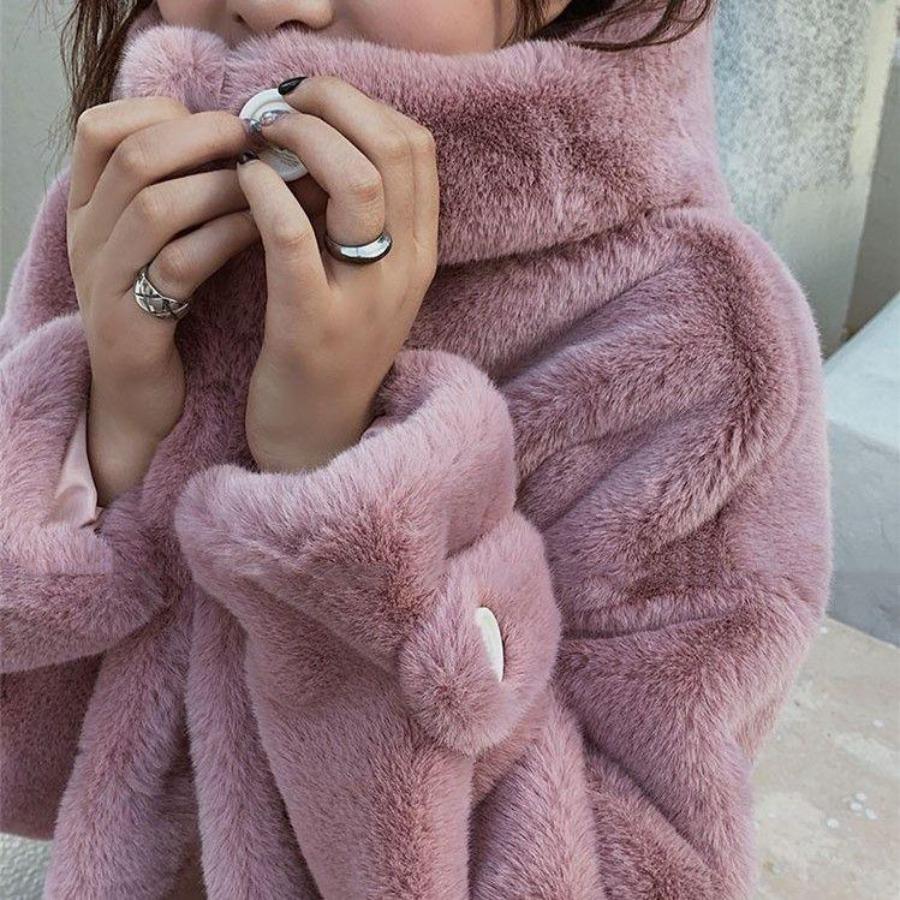 Hooded Thickened Imitation New Winter Coat Women Fashion Medium Long Clothes Korean Version