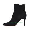 Fashion Women Pointed Toe Ankle Boots Stiletto High Heel Side Zipper Short Boots Solid Color Suede/leather Spring Autumn New Women Boots