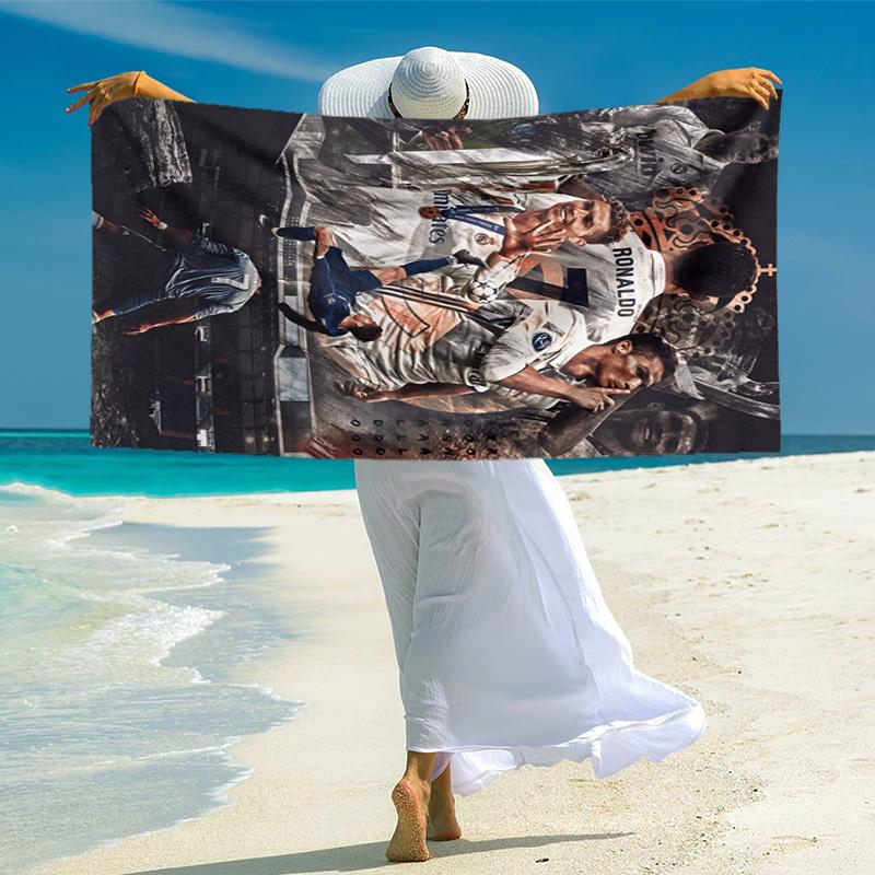 Cristiano Ronaldo Legendary Football Trophy Collection Beach Towel Beach Portable For Travel Seaside Swim Quickdrying Swim Towel Printing Beach Comfor