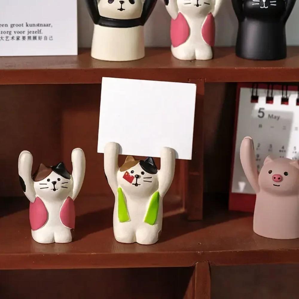 Mini Creative Cartoon Card Holder Resin Display Stand Portable Cute Photocards Holder