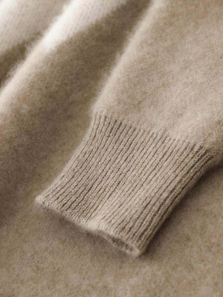 Men's Autumn Winter Loose Fit Round Neck Wool Sweater - Thick, Fashionable Color Block Base Layer