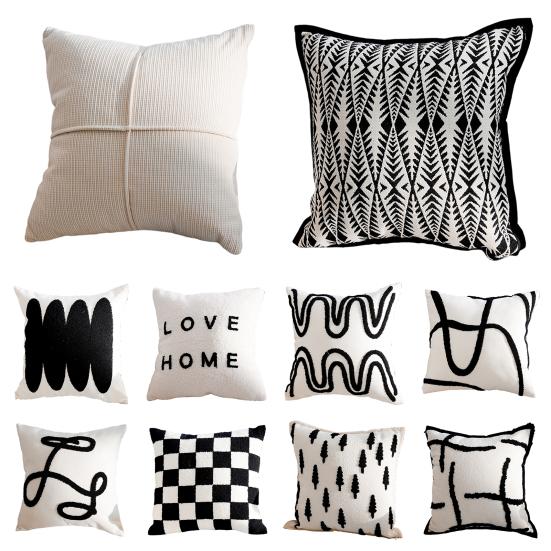 Throw Pillowcase with Hidden Zipper PP Cotton Filling Contrast Color Office Couch