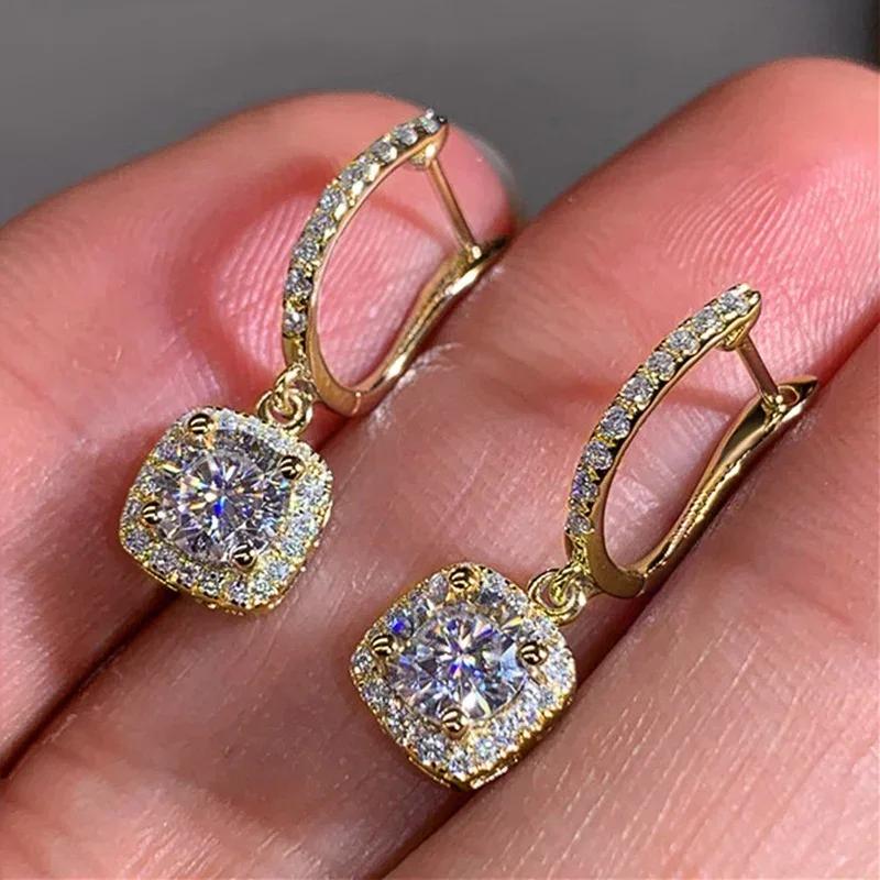 Engagement Mid Length Pendant Earrings Jewelry Elegant Shiny Mosan Diamond Beautiful Gift Milan Girl Fashion Accessories