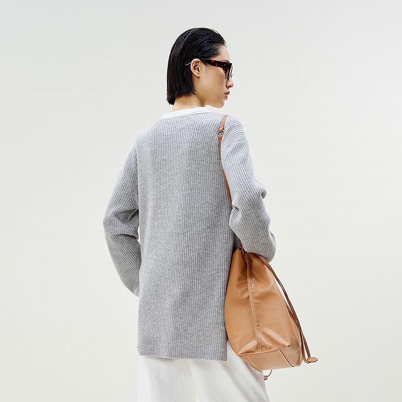 LESS 2025 Spring Off-Shoulder Loose Long Sleeve Sweater