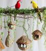 Handmade Outdoor Woven Straw Birdhouse: Warm Bird Nest Pendant for Home Decoration