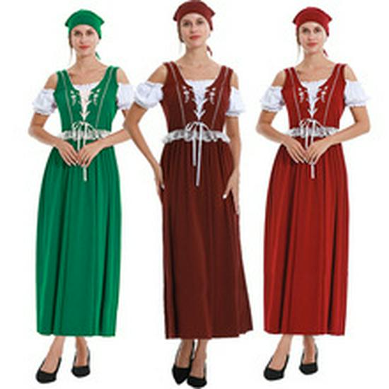 Abito Medievale-Retro Europeo Taglie Forti in Velluto con Lacci (S-5XL)