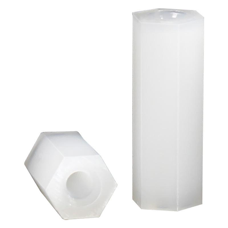 Black & White M2 Nylon Hexagonal Double-Through Standoff Spacer for PC Board Support