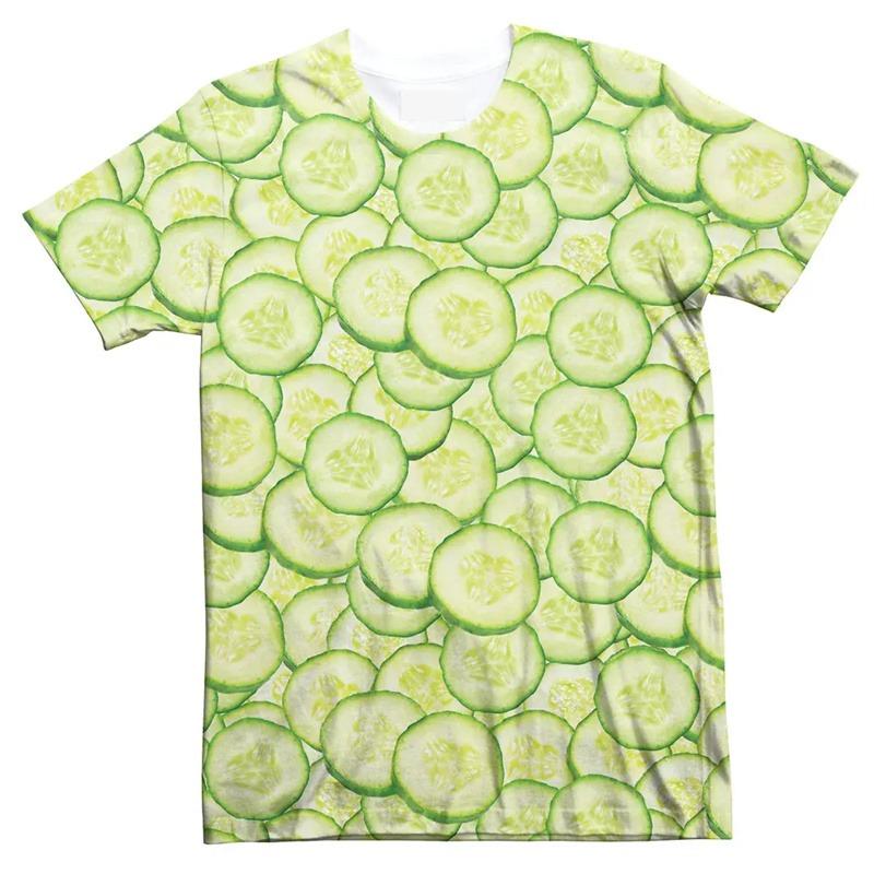Mode 3D-bedrucktes Frucht-T-Shirt für Herren Gemüse-Grafik-T-Shirt Tops Damen Sommer Rundhals Kurzarm Street-T-Shirts
