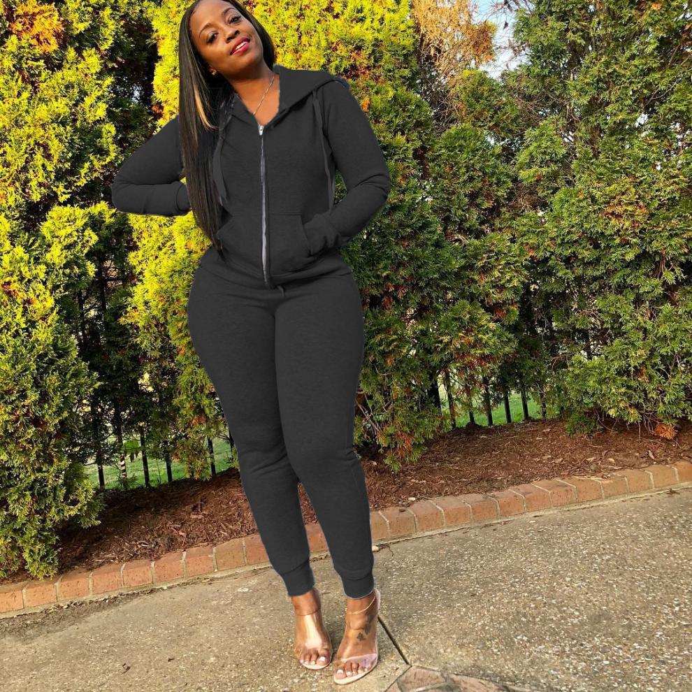 2024 Autumn Hot-Selling Women's Solid Color Hoodie Sweatshirt Sportswear Two-Piece Set