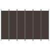 6 Piece Brown Folding Screen 300 X 200 Cm Fabric