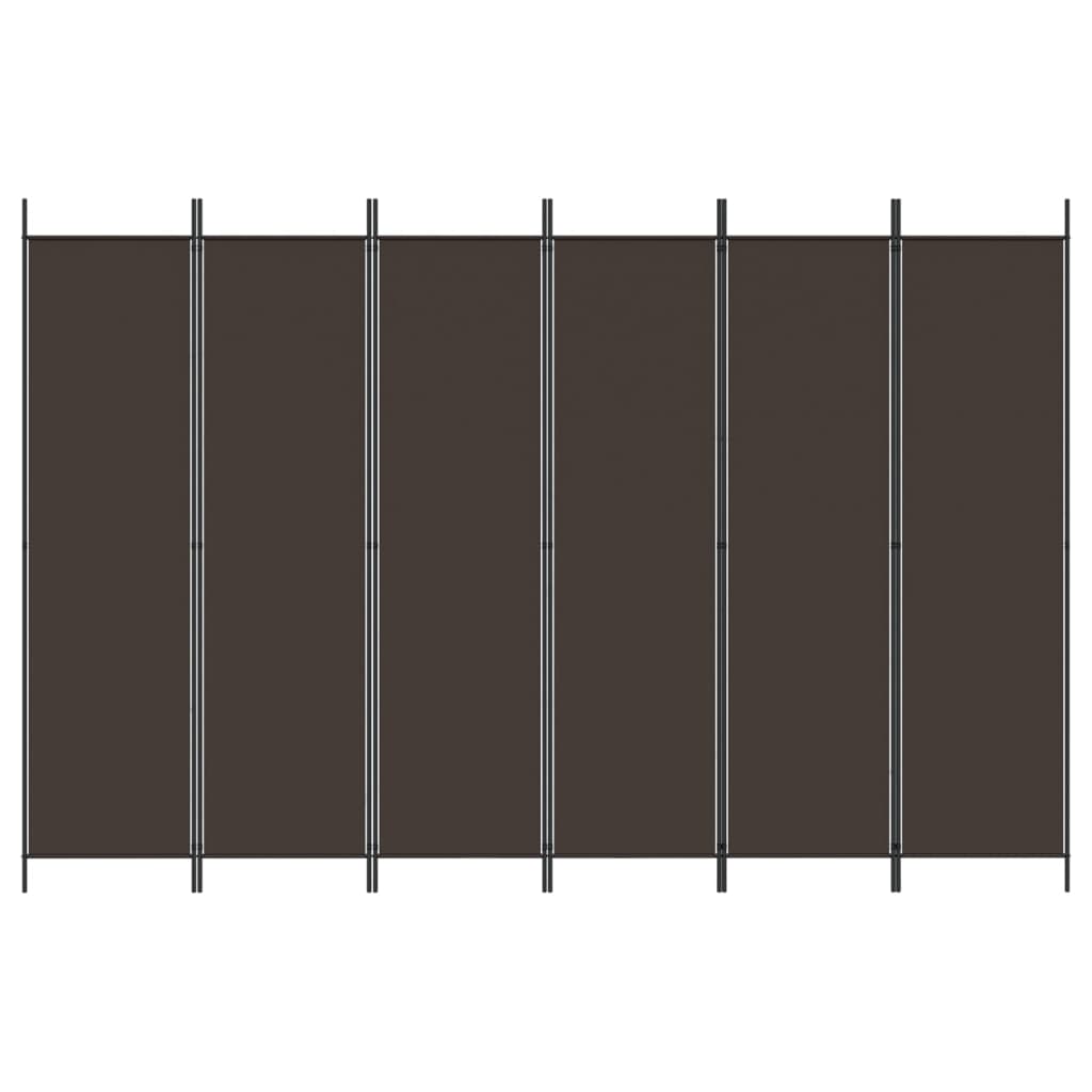 Vidaxl Paravento a 6 Pannelli, Marrone, 300X200 Cm, Tessuto