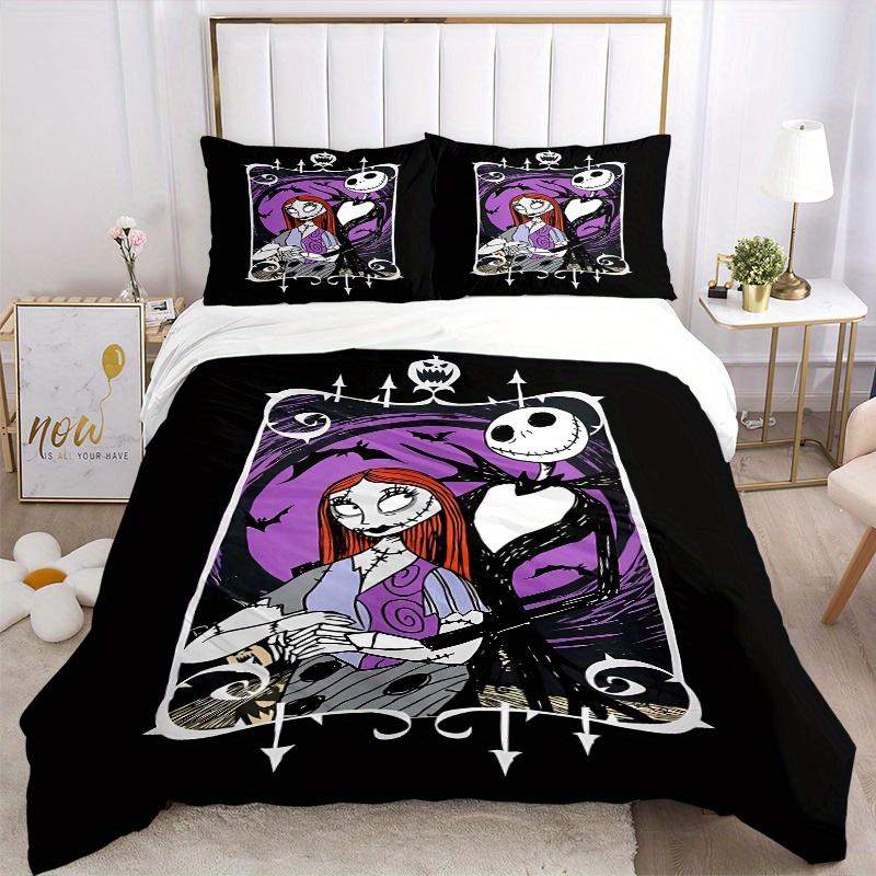3pcs Jack and Sally Disney Bedding Set Includes 1 Quilt Cover and 2 Pillowcases, Comfortable Bedding F049