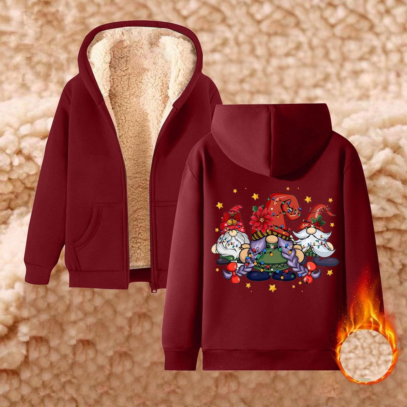 

Женская плюшевая и толстая теплая свободная куртка-кардиган с капюшоном и принтом XXXXL винный