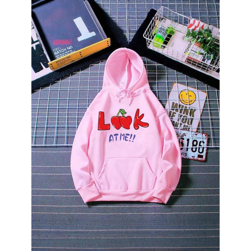 Unisex Autumn/Winter Letter Print Plus Velvet Hooded Sweatshirt
