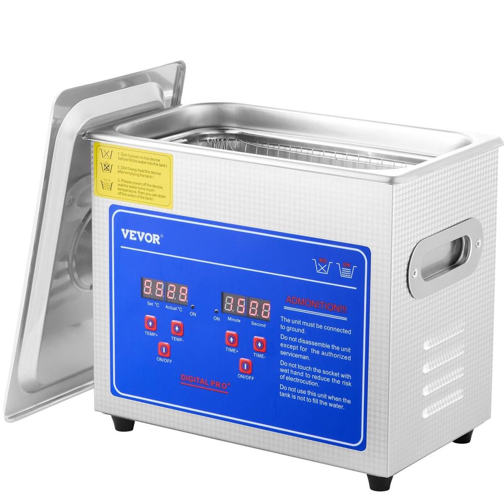 3L Ultrasonic Cleaner Machine Stainless Steel Ultrasonic Cleaning Machine Digital Heater Timer Jewelry Cleaning for Commercial Personal Home Use(3L)