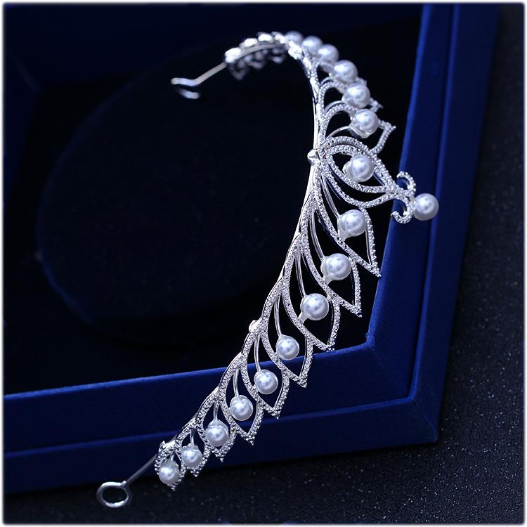 Gorgeous Silver Plated Crystal Pearls Bridal Tiaras Crown Rose Gold Alloy Rhinestone Diadem Headband Wedding Hair Accessories