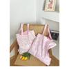 Sweet Plaid Floral Double Sided Women's Shoulder Bag Large Capacity Female Shopping Bags Casual Flower Ladies Tote Handbags