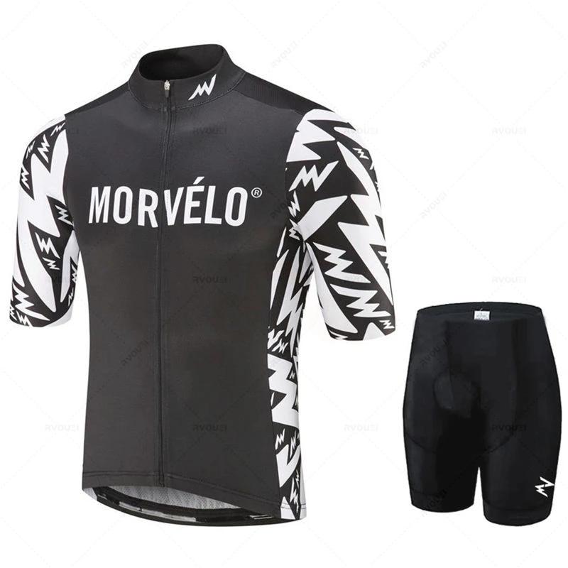 Morvelo-Atmungsaktiver Fahrradbekleidungsanzug für Herren, Kurzarm, Pro Fahrradteam, 2026 Sommer atmungsaktives Radsportanzug-Set