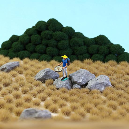 Static Grass Tuft 1:12 Scale Mini Bushy Lowland Shrubs Model Kit Miniature Artificial Grass for DIY Train Landscape Railroad Scenery Gaming Terrain
