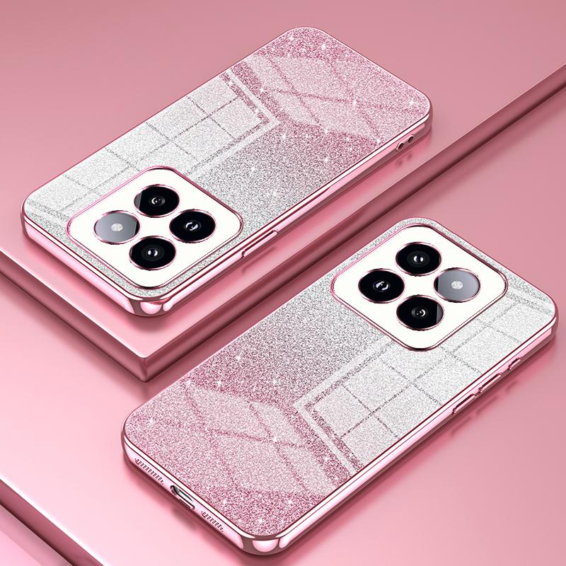 

For Xiaomi 14 Pro Drop Proof Glitter Shell Precise Cutout TPU Cell Phone Case Pink