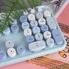   Sweet Keyboard Mouse Combo Mixed Color 2.4G Wireless Keyboard Mouse Set Circular Suspension Key   for PC Laptop Light Brown