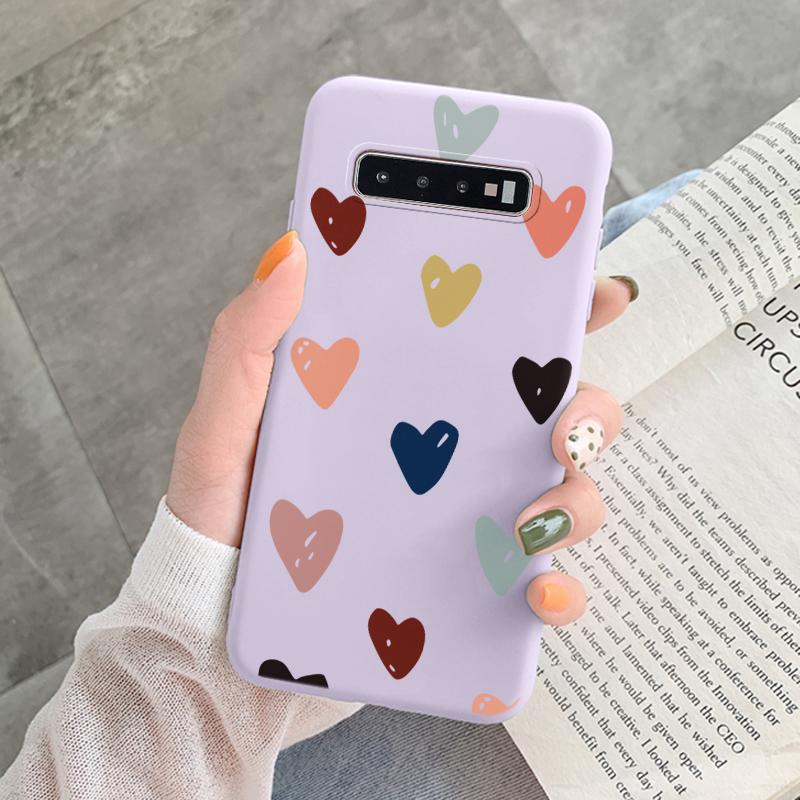 Coque Pour Samsung Galaxy S10 Plus S 10 S10E Housse Fleur Feuille Cœur Silicone Souple Fundas Pour Samsung S10 S10e Coque Mode Coquille