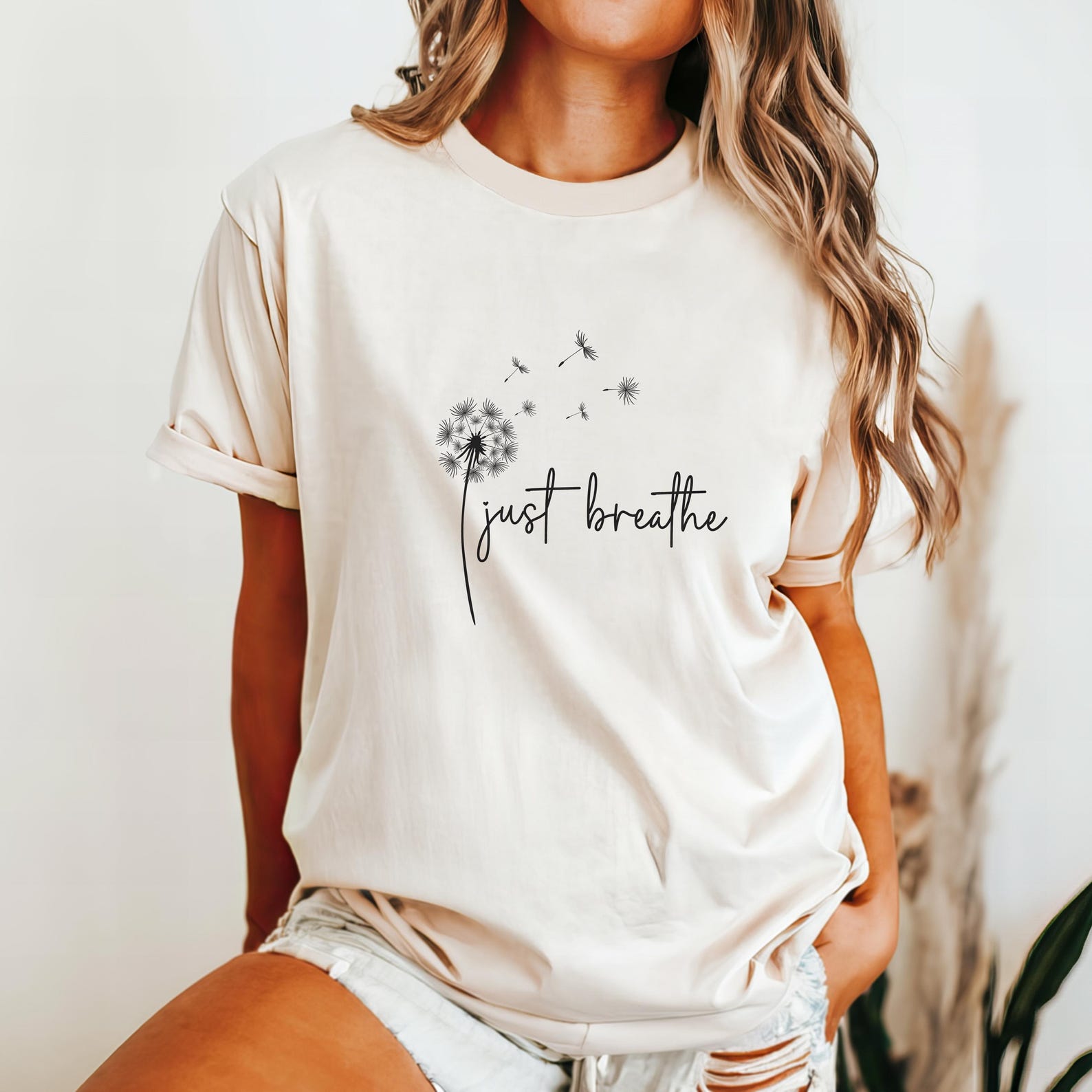 Just Breathe Tee, Dandelion Shirt, Inspirational Shirt, Yoga Shirt, Comfort Colors Tshirt, Boho Shirt, Meditation Shirt,Garment-Dyed T-shirt 2XL
