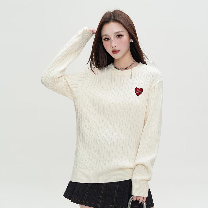 izzue Women's Round Neck Long Sleeve Sweater