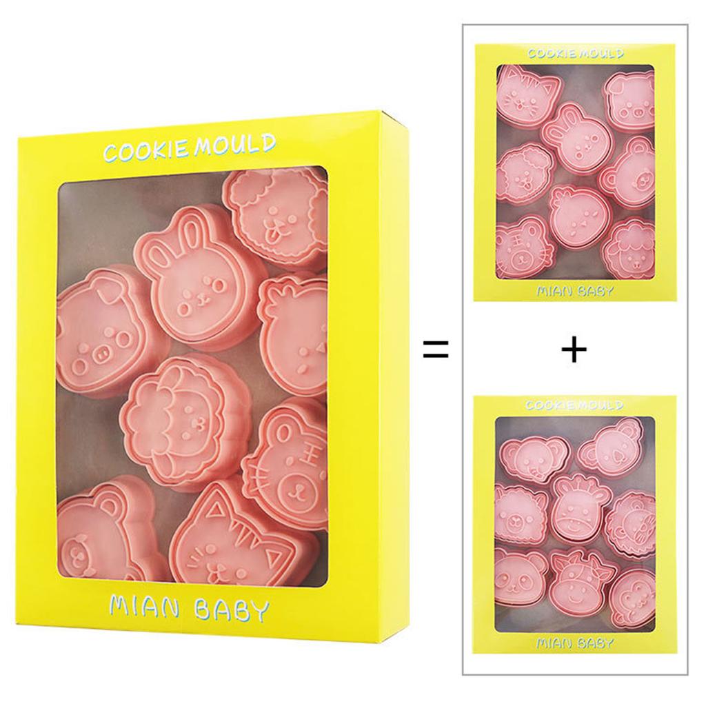 16pcs/set Small Animals Theme Cookie Cutters Plastic Biscuit Molds Cookie Stamps DIY Cake Molds Kitchen Tool