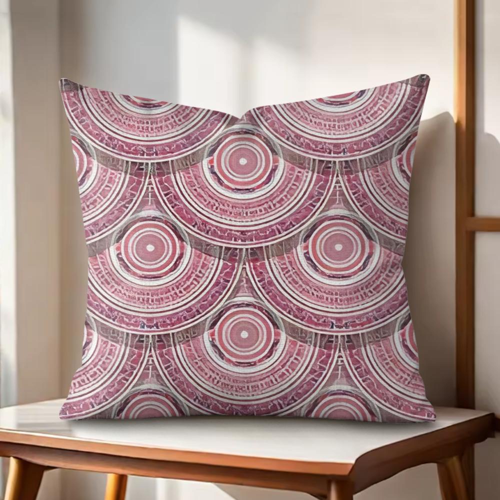 Fish Scale Pattern Cushion Cover Natural Linen Organic Fabric DoubleSided Printing Couch Pillow Covers Home Decor