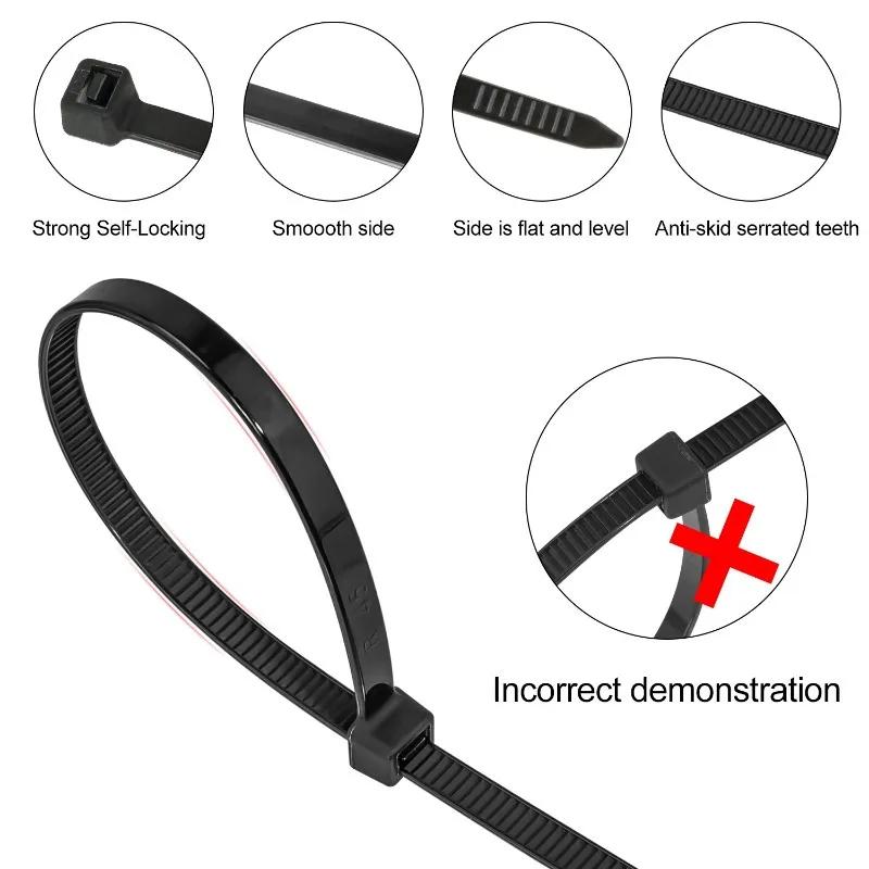 2.5×200mm Size 100Pcs/Bag Multicolor Slef-Locking Nylon Cable Tie Quickly Bundle Plastice Loop Wire Wrap Zip ties