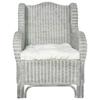 Armchair with Cushion Grey Natural Rattan and Linen