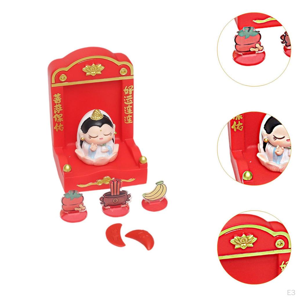 Chinese Deity Figurine with Altar for Spring Festival Tabletop Display
