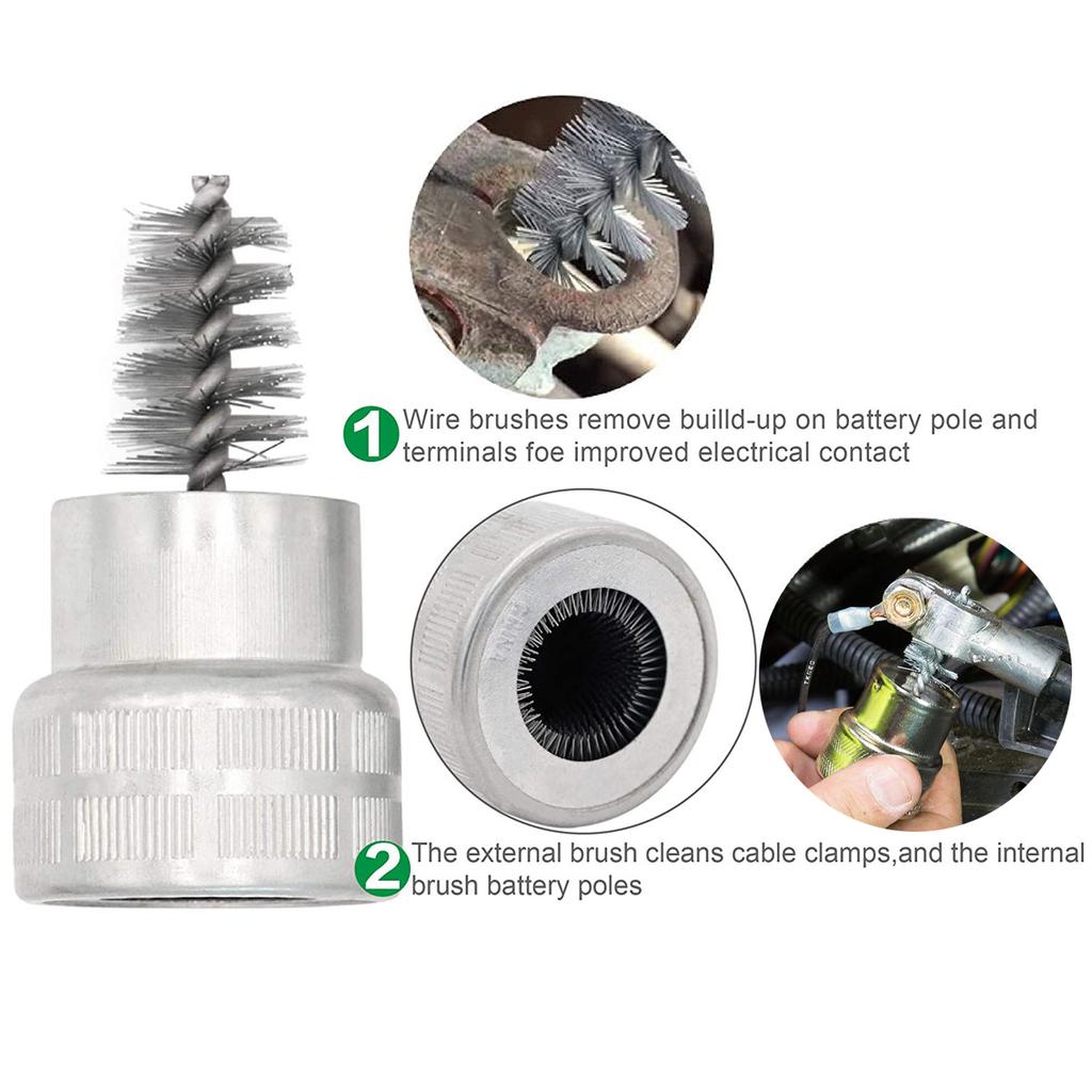 Car Battery Brush Dirt Corrosion Stainless Steel Brushes Post Terminal Cable Cleaner Automotive Wash Cleaning Battery Wire Brush