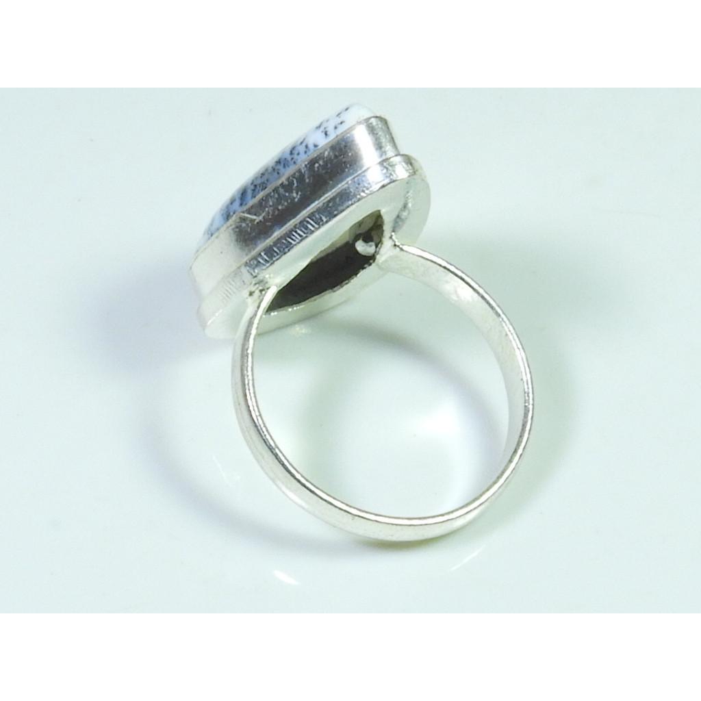 Natural Dendrite Opal 925 Sterling Silver Pear Handmade Ring Gift US-8.5 MK-49