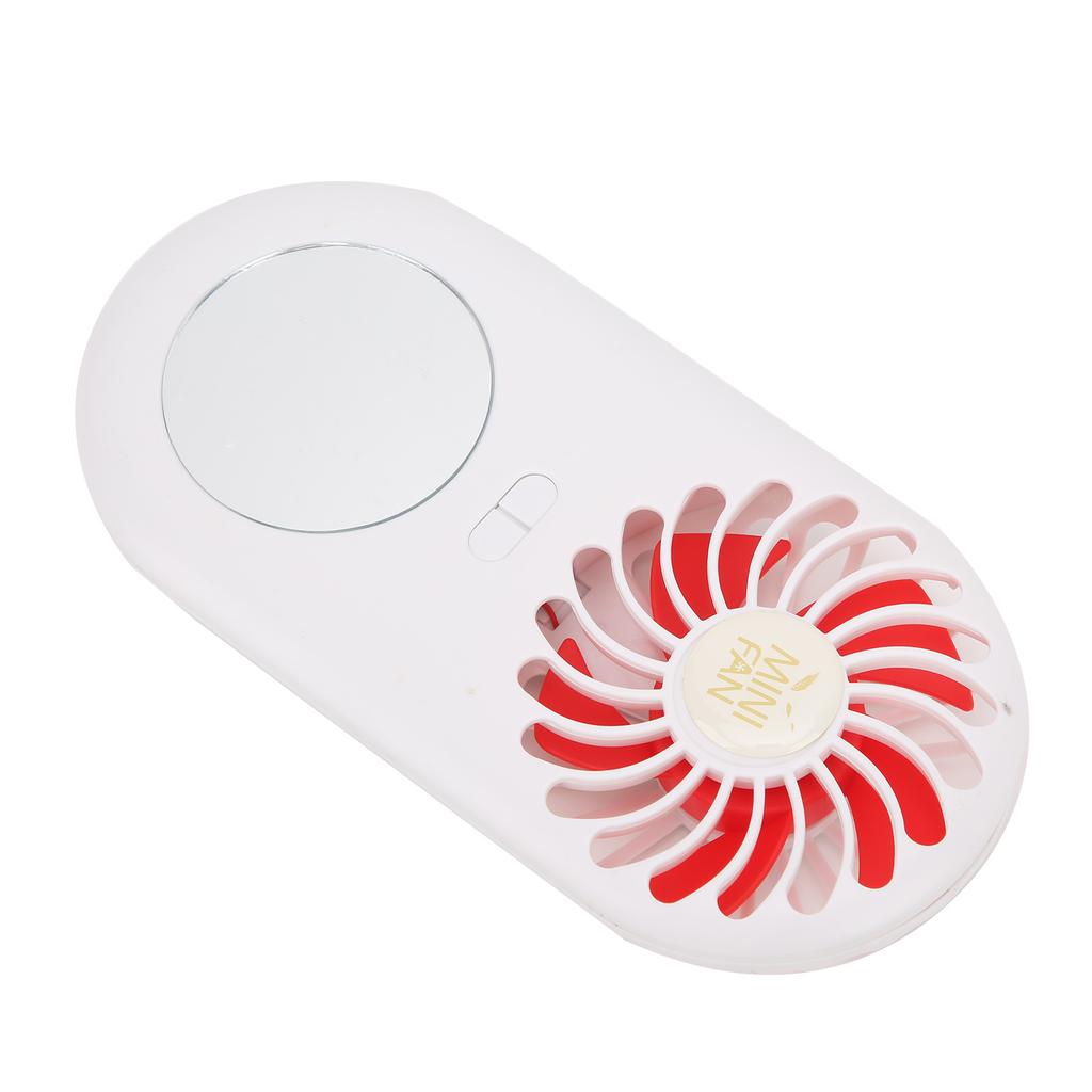 Handheld Fan with Mini Mirror Portable Rechargeable USB Fan for Kids Girls Woman ManRed