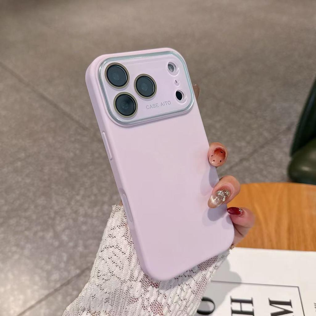 Large Window Camera Protection Silicone Case For iPhone 17 16 15 14 13 12 11 Plus Pro Max Solid Color Matte Shockproof Cover