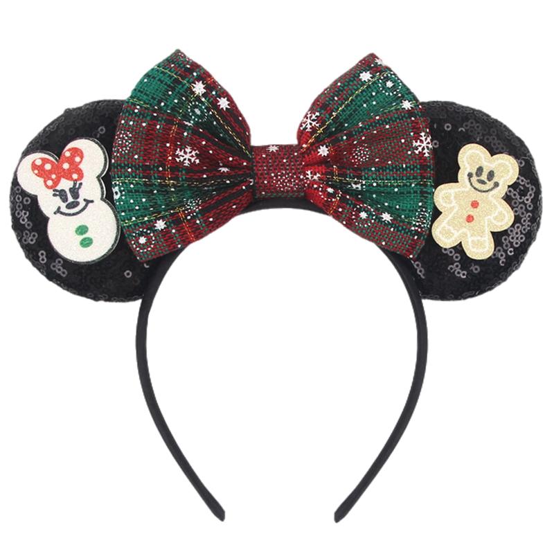 Neues Weihnachts-Mausohren-Stirnband für Mädchen Einheitsgröße Pailletten Schleife Haarband Festival Party DIY Haarschmuck Boutique