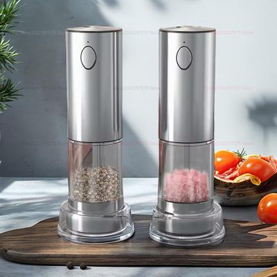 Elektrisches Salz- und Pfefferset, USB-wiederaufladbare Küchenhaushaltsgeräte, Edelstahl, automatische Pfeffermühle