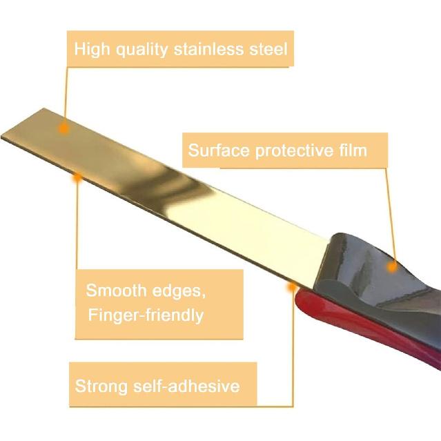 9.8ft Stainless Steel Wall Trim Molding Self Adhesive Metallic Wall Decal, Wall Molding Trim Tape for Wall, Mirror, Door, Wardrobe(Size:Width