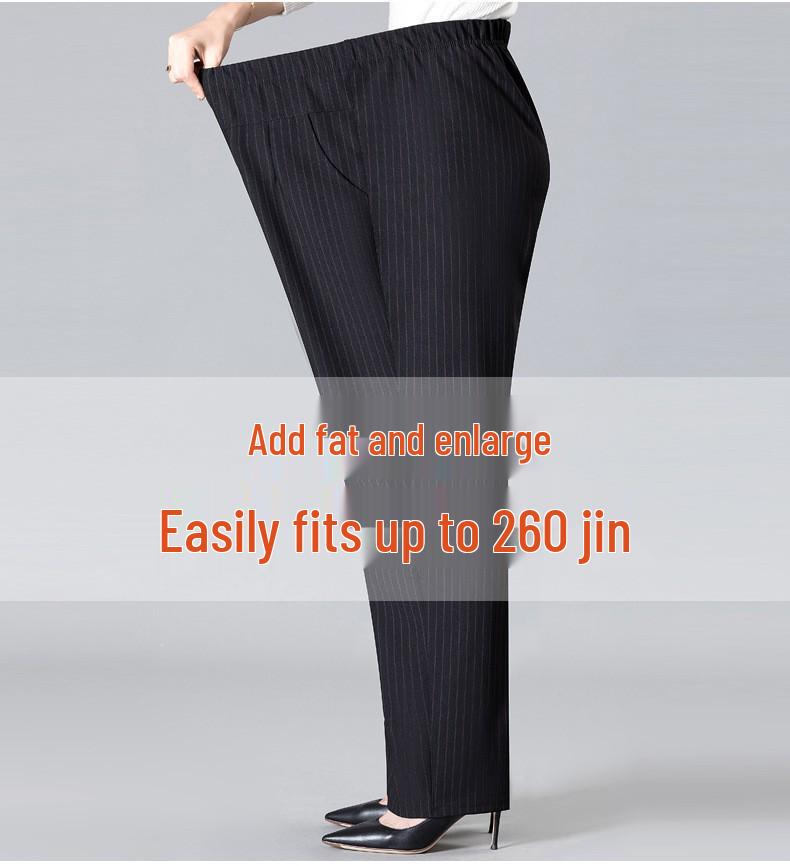 Plus Velvet Thickened Elastic High-Waist Pants for Middle-Aged and Elderly Women - Loose Fit Grandma Straight-Leg Pants
