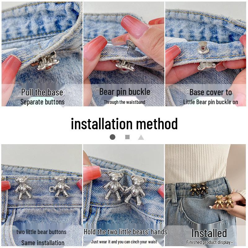 Adjustable Waist Button for Jeans: Bear Pants Tightening Pin