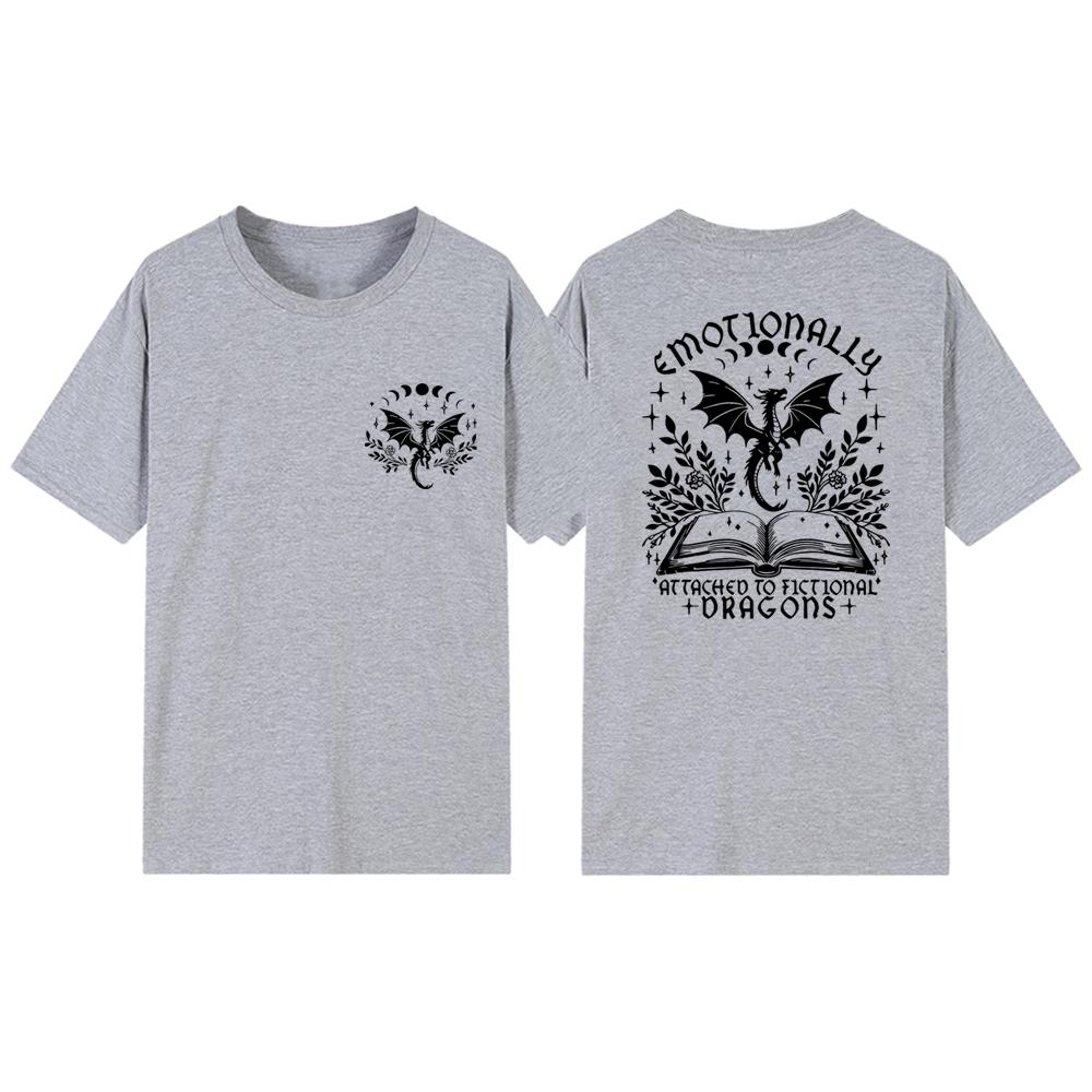 Emotionally Attached To Fictional Dragons T-Shirt Fourth Wing Dragon Shirt Women Graphic T Shirts Fantasy Bookish T-shirt