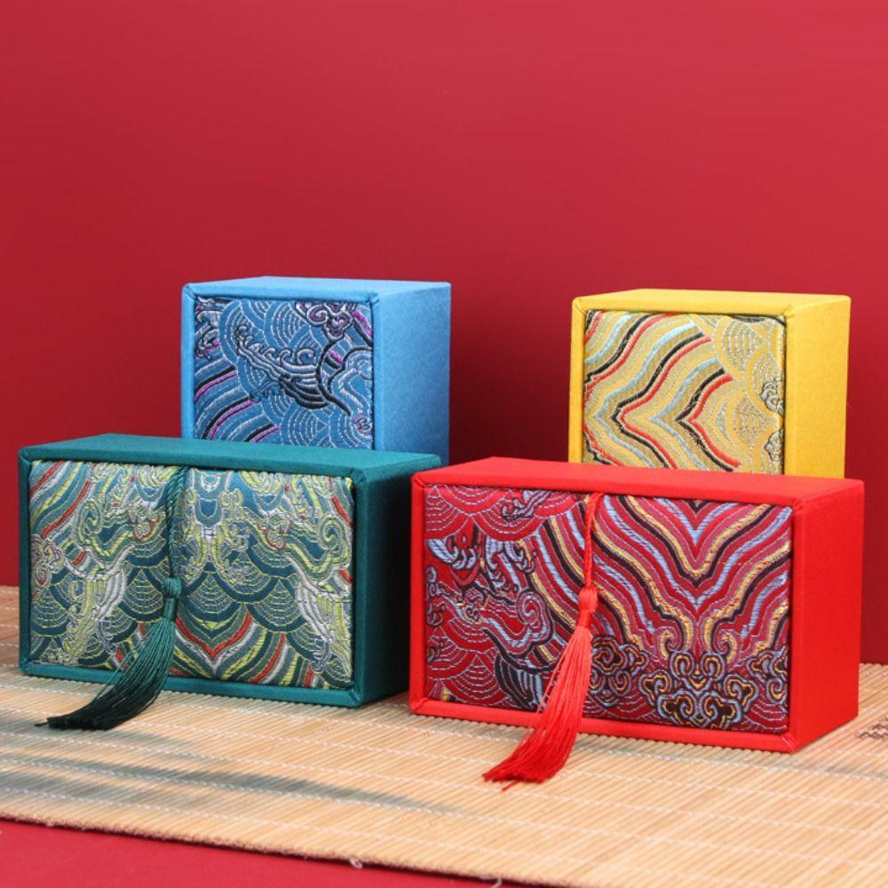 High-End Silk Jewelry Box with Tassels Bracelet Box  For Wedding Travel Souvenir Gifts